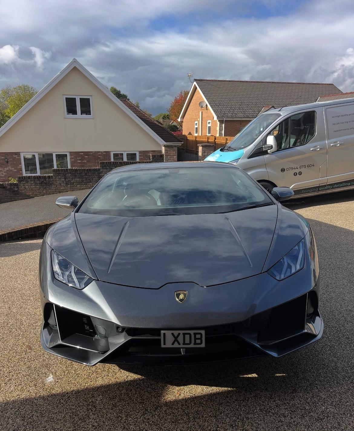 Grey Lamborghini Huracán after ceramic coating and detail by The Auto Spa