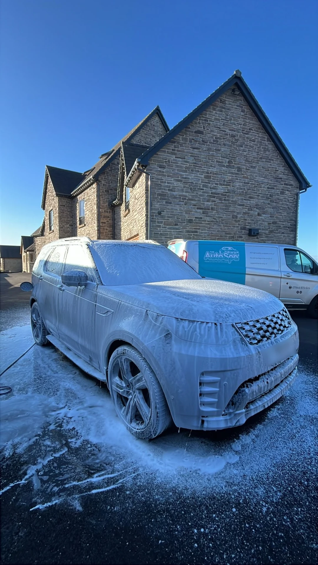 Snow Foam Land Rover Discovery | The Auto Spa mobile detailing, South Wales
